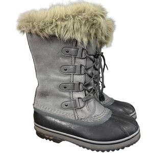 Sorel Joan of Artic Snow Boots Faux Fur Lace Up Winter Shoes Kids Youth sz 4